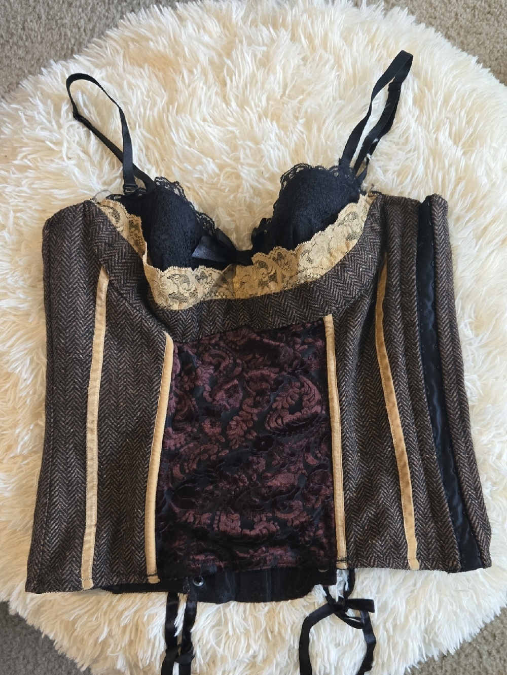 Frederick's of Hollywood black And Brown Corset